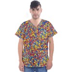 Colorful Lego Texture Lego Bricks Men s V-Neck Scrub Top