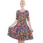 Colorful Lego Texture Lego Bricks Quarter Sleeve A-Line Dress