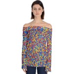 Colorful Lego Texture Lego Bricks Off Shoulder Long Sleeve Top