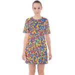 Colorful Lego Texture Lego Bricks Sixties Short Sleeve Mini Dress