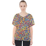 Colorful Lego Texture Lego Bricks V-Neck Dolman Drape Top