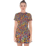 Colorful Lego Texture Lego Bricks Drop Hem Mini Chiffon Dress