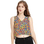 Colorful Lego Texture Lego Bricks V-Neck Cropped Tank Top