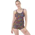 Colorful Lego Texture Lego Bricks Boyleg Tankini Set 