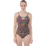 Colorful Lego Texture Lego Bricks Cut Out Top Tankini Set