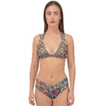 Colorful Lego Texture Lego Bricks Double Strap Halter Bikini Set