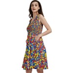 Colorful Lego Texture Lego Bricks Sleeveless V-Neck Skater Dress with Pockets