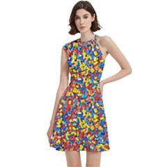 Cocktail Party Halter Sleeveless Dress With Pockets 