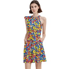 Cocktail Party Halter Sleeveless Dress With Pockets 