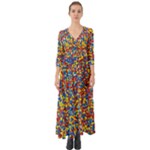 Colorful Lego Texture Lego Bricks Button Up Boho Maxi Dress