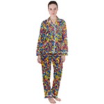 Colorful Lego Texture Lego Bricks Women s Long Sleeve Satin Pajamas Set	