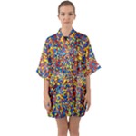 Colorful Lego Texture Lego Bricks Half Sleeve Satin Kimono 