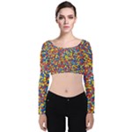 Colorful Lego Texture Lego Bricks Velvet Long Sleeve Crop Top