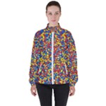 Colorful Lego Texture Lego Bricks Women s High Neck Windbreaker