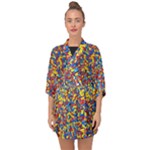 Colorful Lego Texture Lego Bricks Half Sleeve Chiffon Kimono