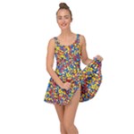 Colorful Lego Texture Lego Bricks Inside Out Casual Dress