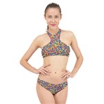 Colorful Lego Texture Lego Bricks High Neck Bikini Set