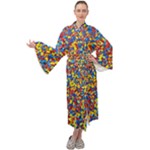 Colorful Lego Texture Lego Bricks Maxi Velvet Kimono