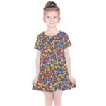 Colorful Lego Texture Lego Bricks Kids  Simple Cotton Dress