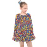 Colorful Lego Texture Lego Bricks Kids  Long Sleeve Dress