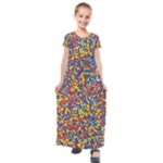 Colorful Lego Texture Lego Bricks Kids  Short Sleeve Maxi Dress