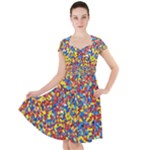 Colorful Lego Texture Lego Bricks Cap Sleeve Midi Dress With Pockets