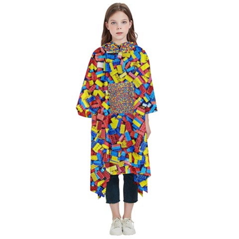 Colorful Lego Texture Lego Bricks Kids  Hooded Rain Ponchos from ArtsNow.com