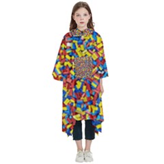 Colorful Lego Texture Lego Bricks Kids  Hooded Rain Ponchos from ArtsNow.com