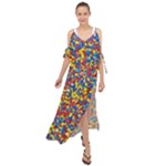 Colorful Lego Texture Lego Bricks Maxi Chiffon Cover Up Dress