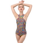 Colorful Lego Texture Lego Bricks Cross Front Low Back Swimsuit