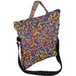 Colorful Lego Texture Lego Bricks Fold Over Handle Tote Bag