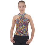 Colorful Lego Texture Lego Bricks Cross Neck Velour Top