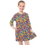 Colorful Lego Texture Lego Bricks Kids  Quarter Sleeve Shirt Dress