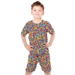 Colorful Lego Texture Lego Bricks Kids  T-Shirt and Shorts Set