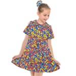 Colorful Lego Texture Lego Bricks Kids  Short Sleeve Shirt Dress