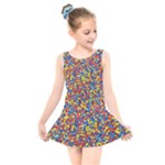 Colorful Lego Texture Lego Bricks Kids  Skater Dress Swimsuit