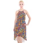 Colorful Lego Texture Lego Bricks High-Low Halter Chiffon Dress 