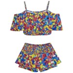 Colorful Lego Texture Lego Bricks Kids  Off Shoulder Skirt Bikini