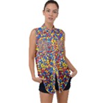 Colorful Lego Texture Lego Bricks Sleeveless Chiffon Button Shirt