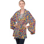 Colorful Lego Texture Lego Bricks Long Sleeve Velvet Kimono 