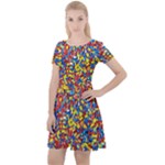 Colorful Lego Texture Lego Bricks Cap Sleeve Velour Dress 