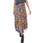 Colorful Lego Texture Lego Bricks Velour Split Maxi Skirt