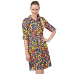 Colorful Lego Texture Lego Bricks Long Sleeve Mini Shirt Dress