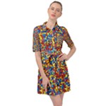 Colorful Lego Texture Lego Bricks Belted Shirt Dress