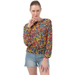 Colorful Lego Texture Lego Bricks Banded Bottom Chiffon Top