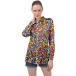 Colorful Lego Texture Lego Bricks Long Sleeve Satin Shirt