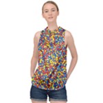 Colorful Lego Texture Lego Bricks High Neck Satin Top