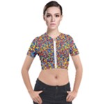 Colorful Lego Texture Lego Bricks Short Sleeve Cropped Jacket