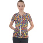 Colorful Lego Texture Lego Bricks Short Sleeve Zip Up Jacket