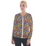 Colorful Lego Texture Lego Bricks Velvet Zip Up Jacket